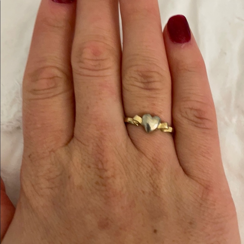 Silver and gold heart ring